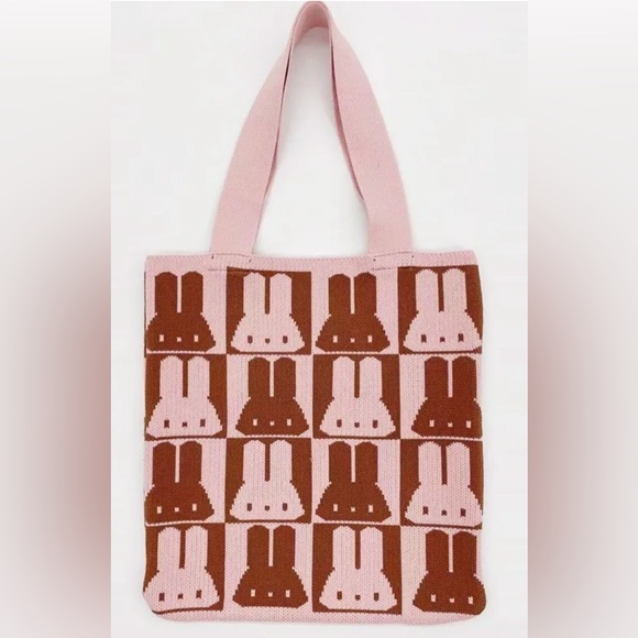 Retro-Cute Mod Bunny Patch Knit Handbags - Picture 2 of 3
